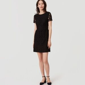 Beautiful Ann Taylor LOFT Black Short Sleeve Lace Dress Size 10 feminine‎ luxury